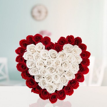 Red & White Roses Heart 