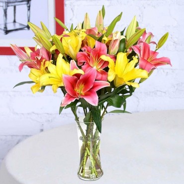 Mixed Lily in Vase Bouquet 