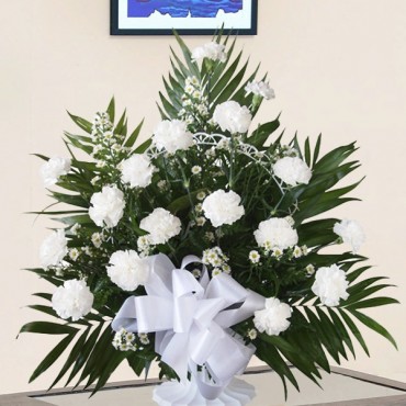 White Carnation Basket 