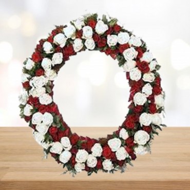 White n Red Roses Wreath 