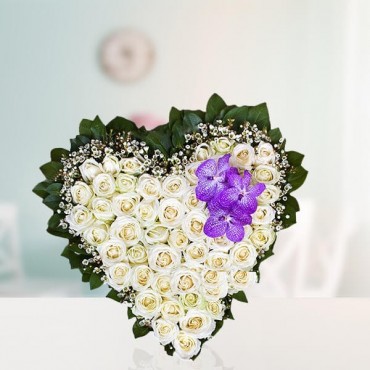 White Roses Heart Shape Arrangement 