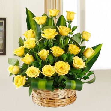 Yellow Roses Basket 